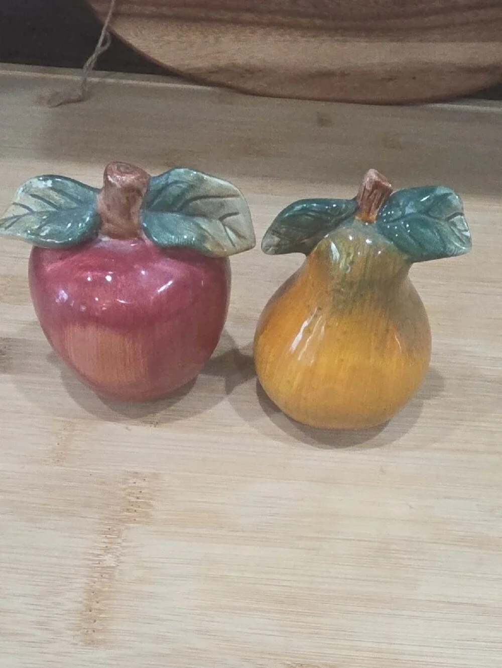 Sakura Red Apple and Yellow Pear Ceramic Salt and Pepper Shakers